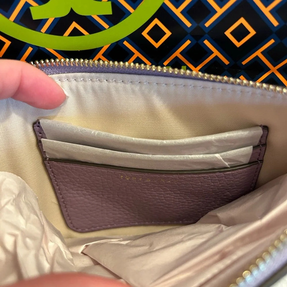 Tory Burch Chelsea Wristlet Bag Allium Gold Purple - Picture 6 of 10